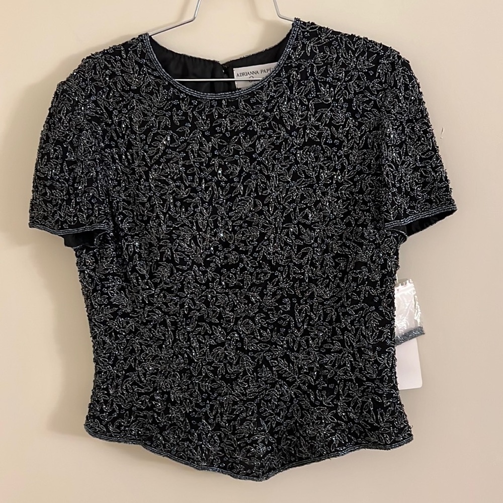 Adrianna Papell Occasions Silk Beaded Blouse